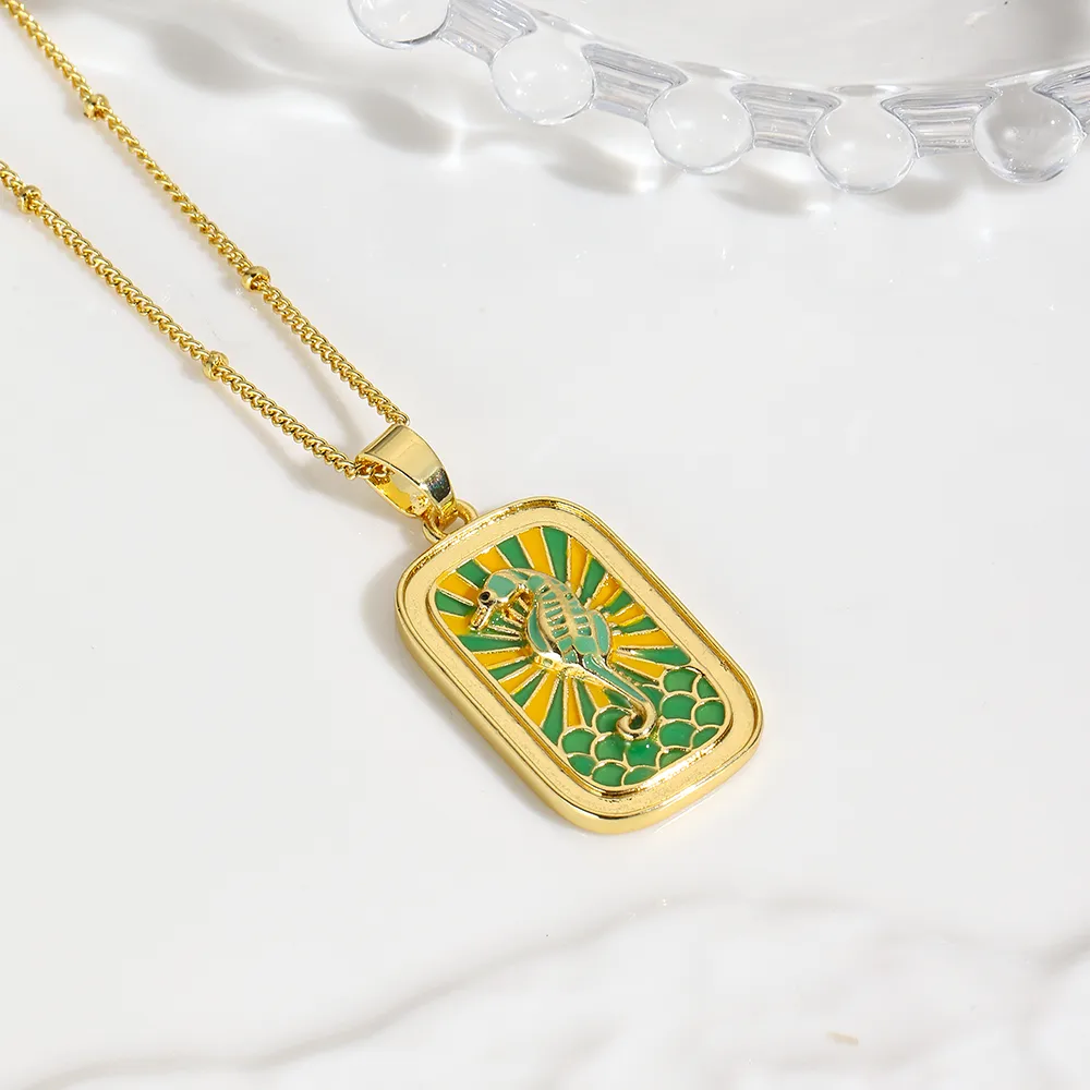 Vacation Beach Sea Dolphin Hippocampus Copper Enamel Plating 18K Gold Plated Charms display picture 8