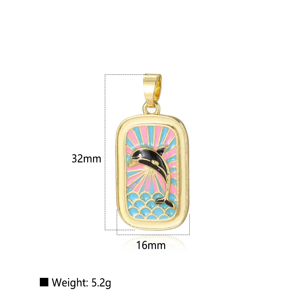 Vacation Beach Sea Dolphin Hippocampus Copper Enamel Plating 18K Gold Plated Charms display picture 1