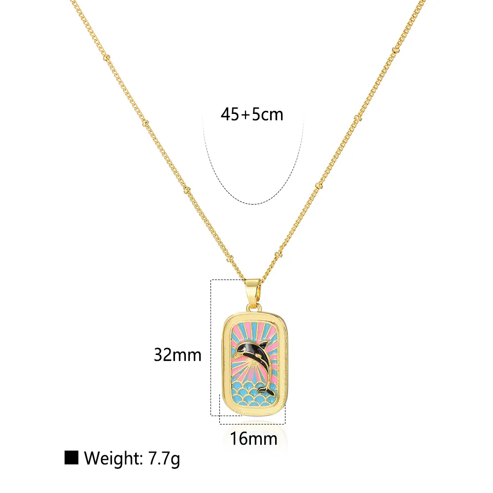 Vacation Beach Sea Dolphin Hippocampus Copper Enamel Plating 18K Gold Plated Charms display picture 2