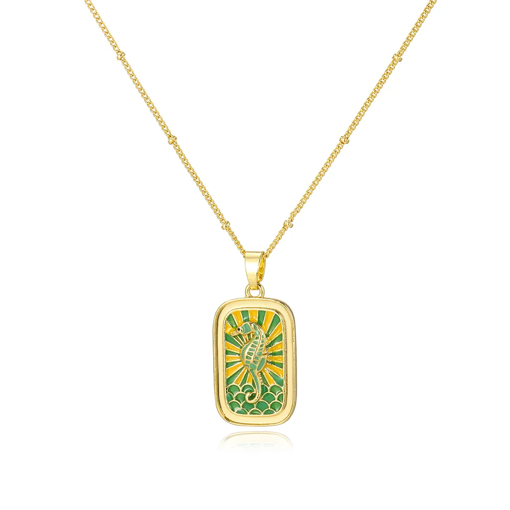 Vacation Beach Sea Dolphin Hippocampus Copper Enamel Plating 18K Gold Plated Charms display picture 14