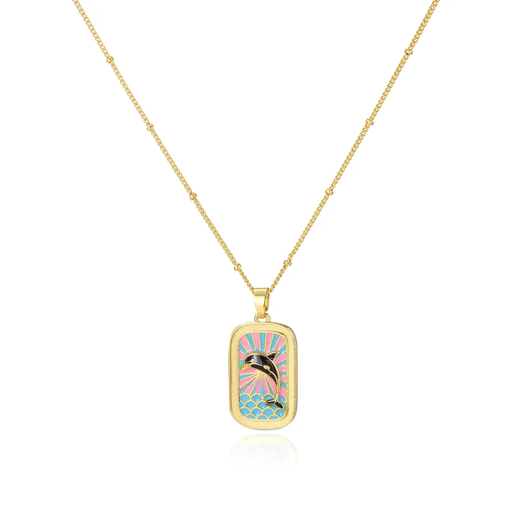Vacation Beach Sea Dolphin Hippocampus Copper Enamel Plating 18K Gold Plated Charms display picture 15