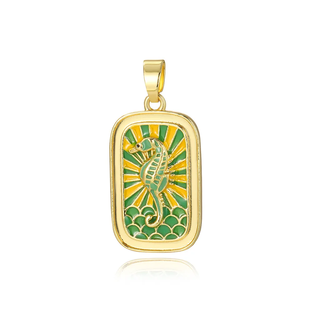 Vacation Beach Sea Dolphin Hippocampus Copper Enamel Plating 18K Gold Plated Charms display picture 16