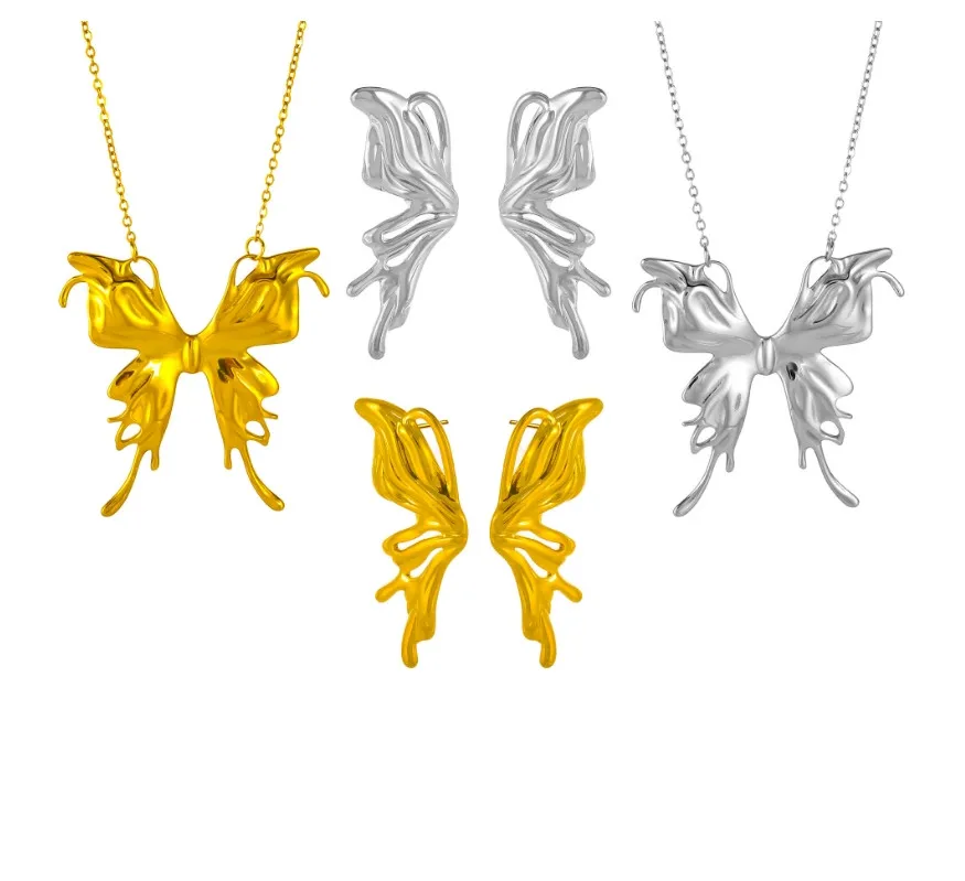 Elegant Simple Style Solid Color 304 Stainless Steel Titanium Steel Plating 18K Gold Plated Women's Earrings Necklace display picture 1