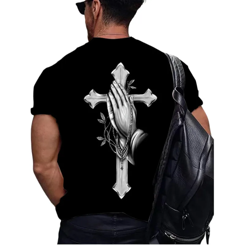 Men's Letter Cattle Simple Style Round Neck Short Sleeve Loose Men's T-shirt display picture 2