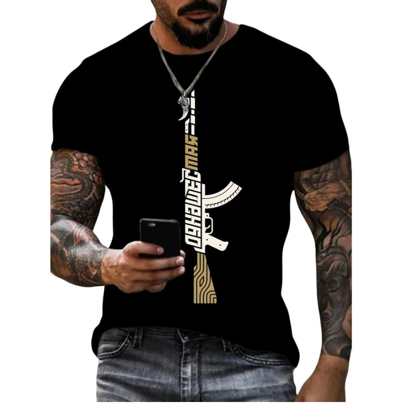 Men's Letter Cattle Simple Style Round Neck Short Sleeve Loose Men's T-shirt display picture 3