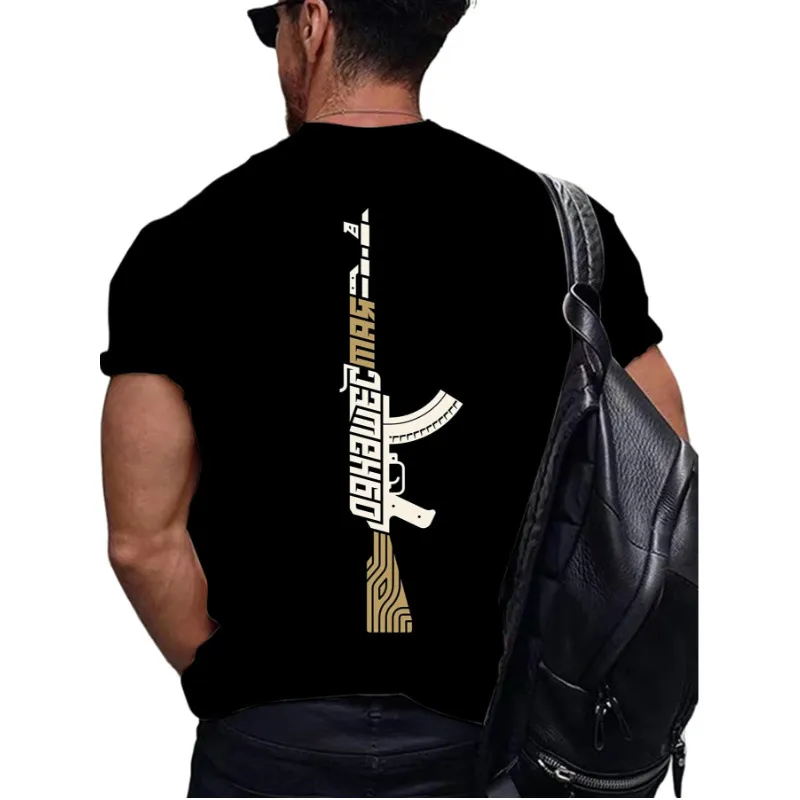 Men's Letter Cattle Simple Style Round Neck Short Sleeve Loose Men's T-shirt display picture 4