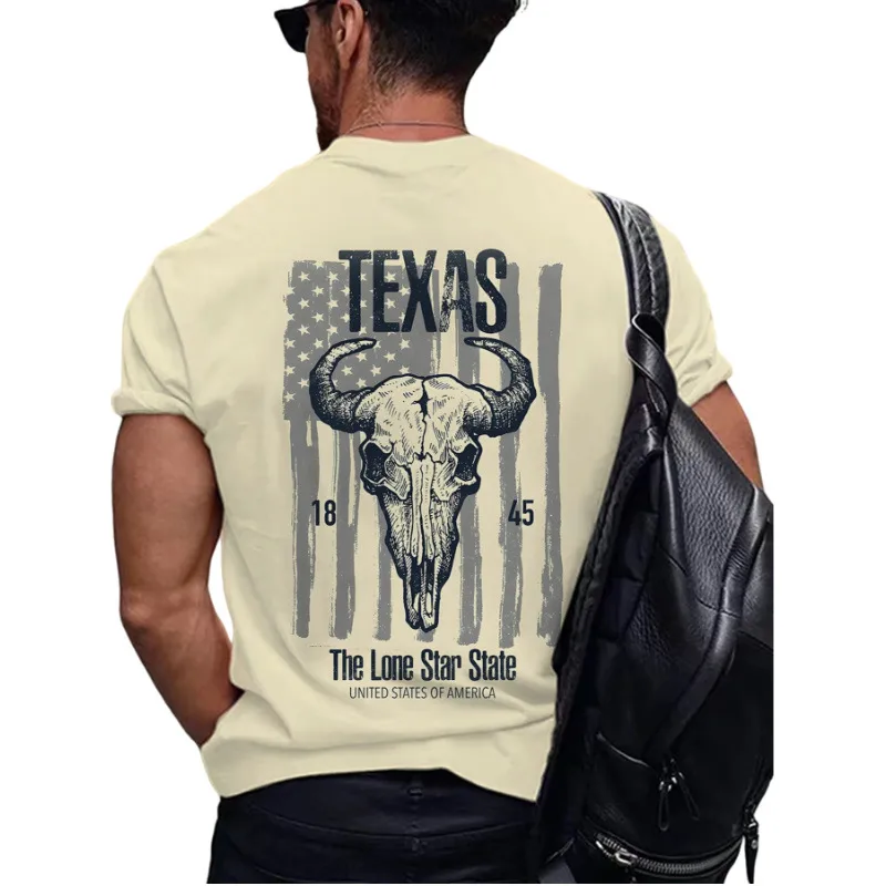 Men's Letter Cattle Simple Style Round Neck Short Sleeve Loose Men's T-shirt display picture 18