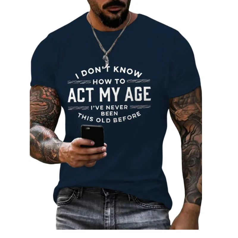 Men's Letter Cattle Simple Style Round Neck Short Sleeve Loose Men's T-shirt display picture 19