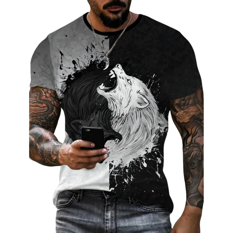 Men's Cattle Simple Style Round Neck Short Sleeve Loose Men's T-shirt display picture 5