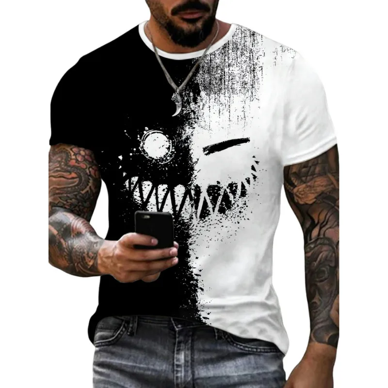Men's Cattle Simple Style Round Neck Short Sleeve Loose Men's T-shirt display picture 13