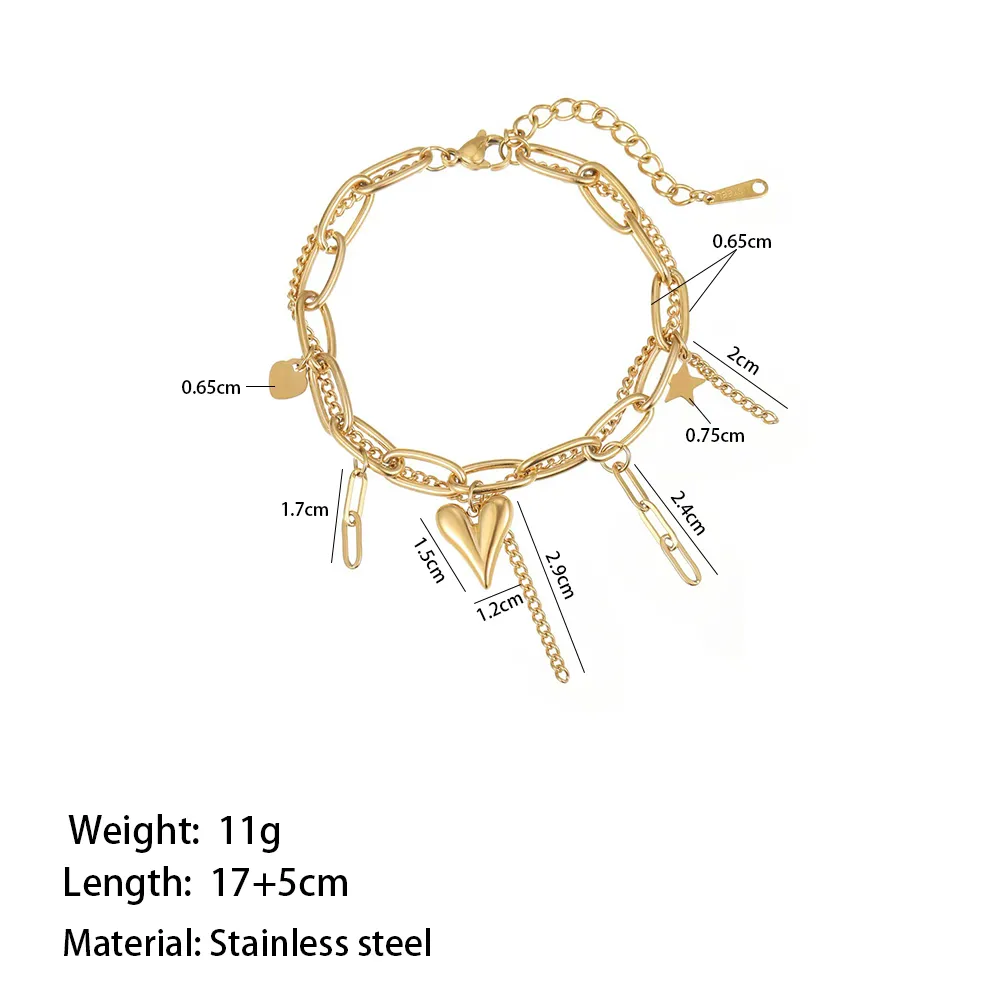 Casual Simple Style Commute Heart Shape 304 Stainless Steel Plating 18K Gold Plated Women's Bracelets display picture 4