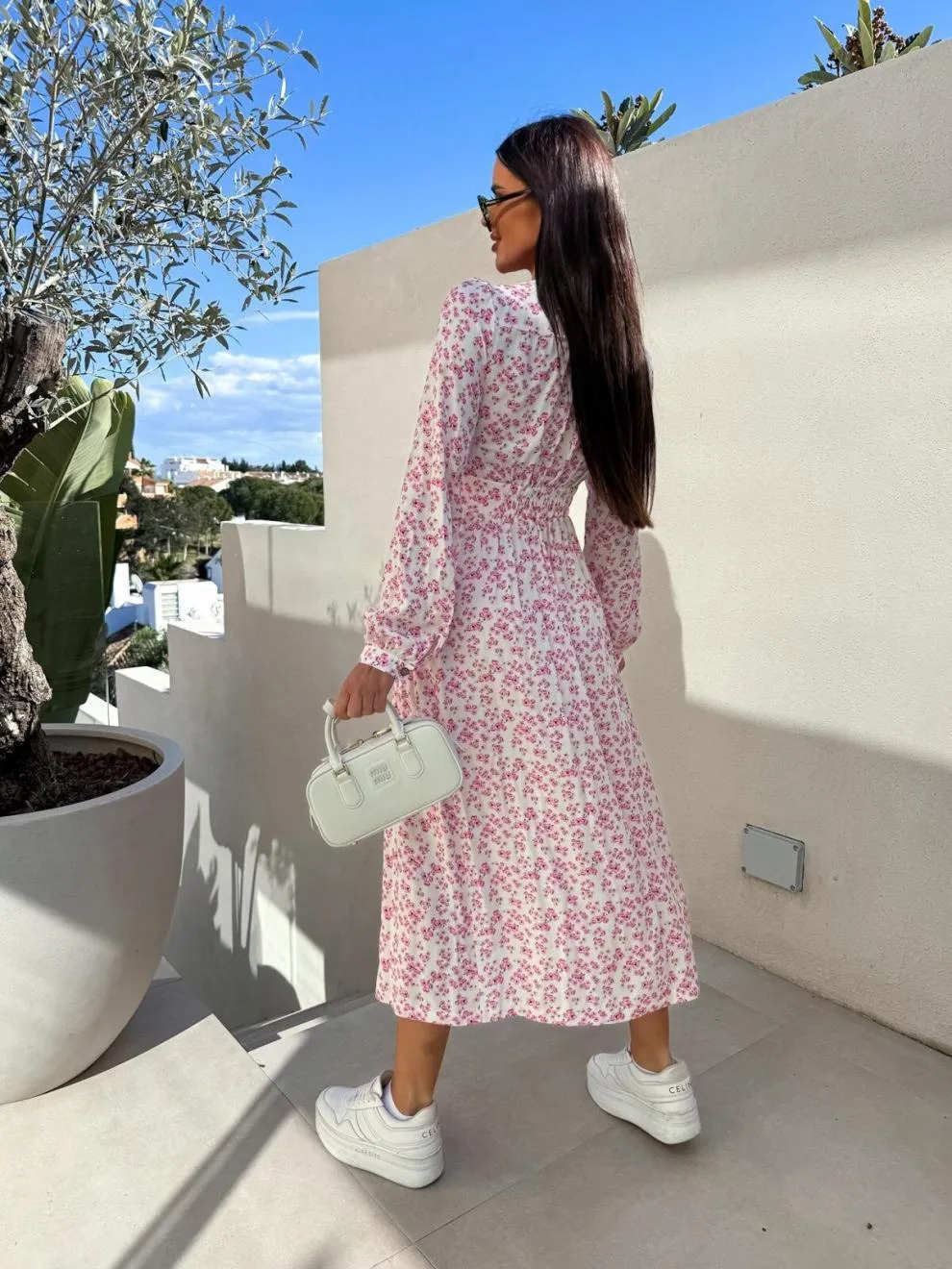 Women's Floral Dress Streetwear V Neck Long Sleeve Multicolor Maxi Long Dress Holiday Banquet Selfie display picture 4