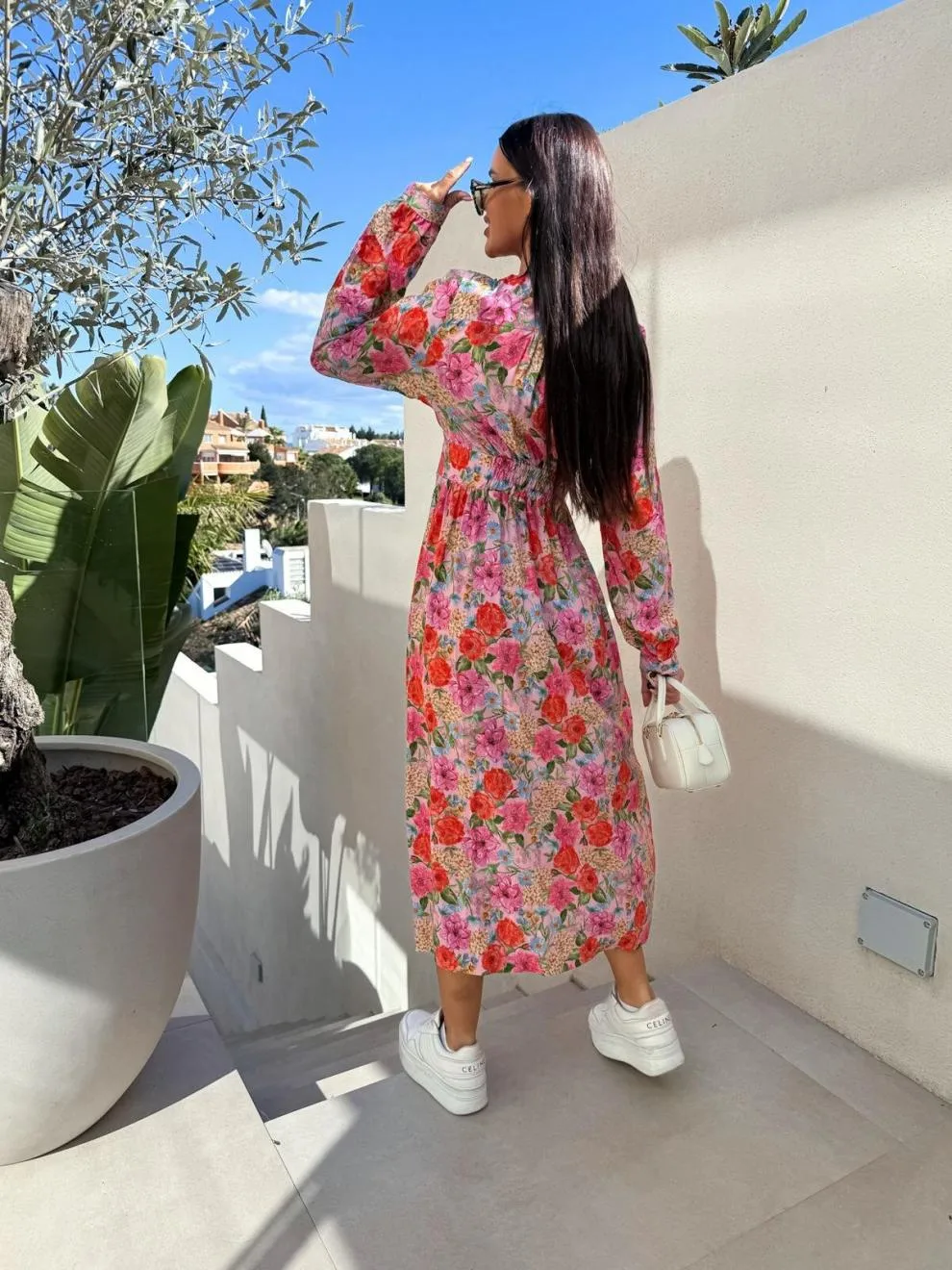 Women's Floral Dress Streetwear V Neck Long Sleeve Multicolor Maxi Long Dress Holiday Banquet Selfie display picture 9
