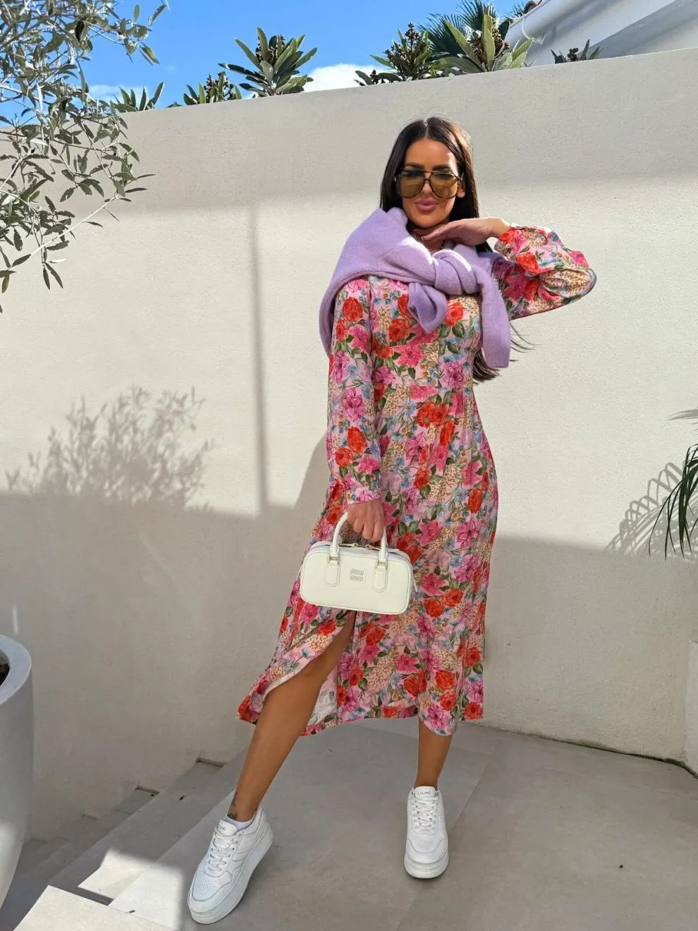 Women's Floral Dress Streetwear V Neck Long Sleeve Multicolor Maxi Long Dress Holiday Banquet Selfie display picture 10