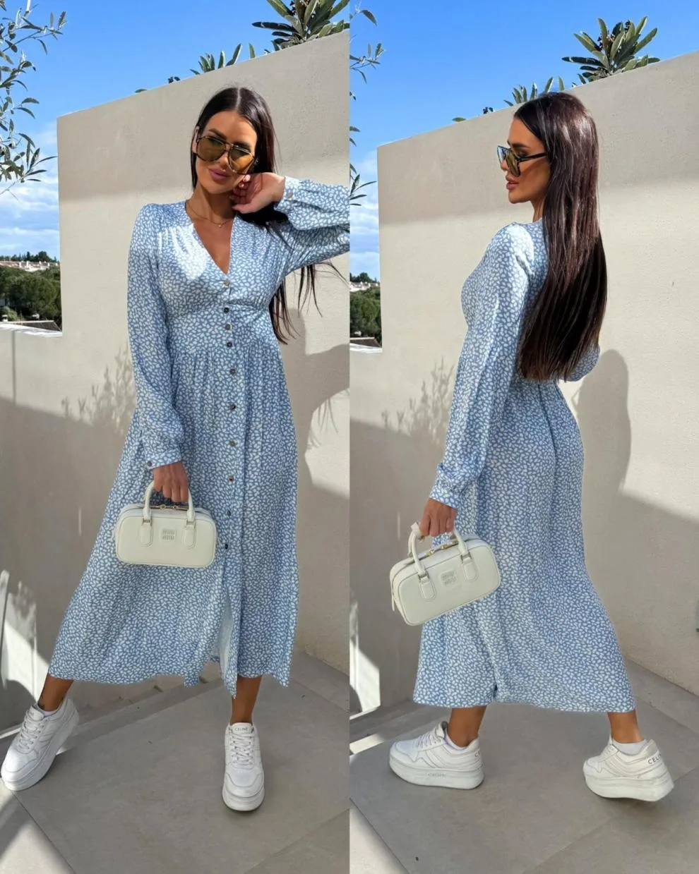 Women's Floral Dress Streetwear V Neck Long Sleeve Multicolor Maxi Long Dress Holiday Banquet Selfie display picture 12