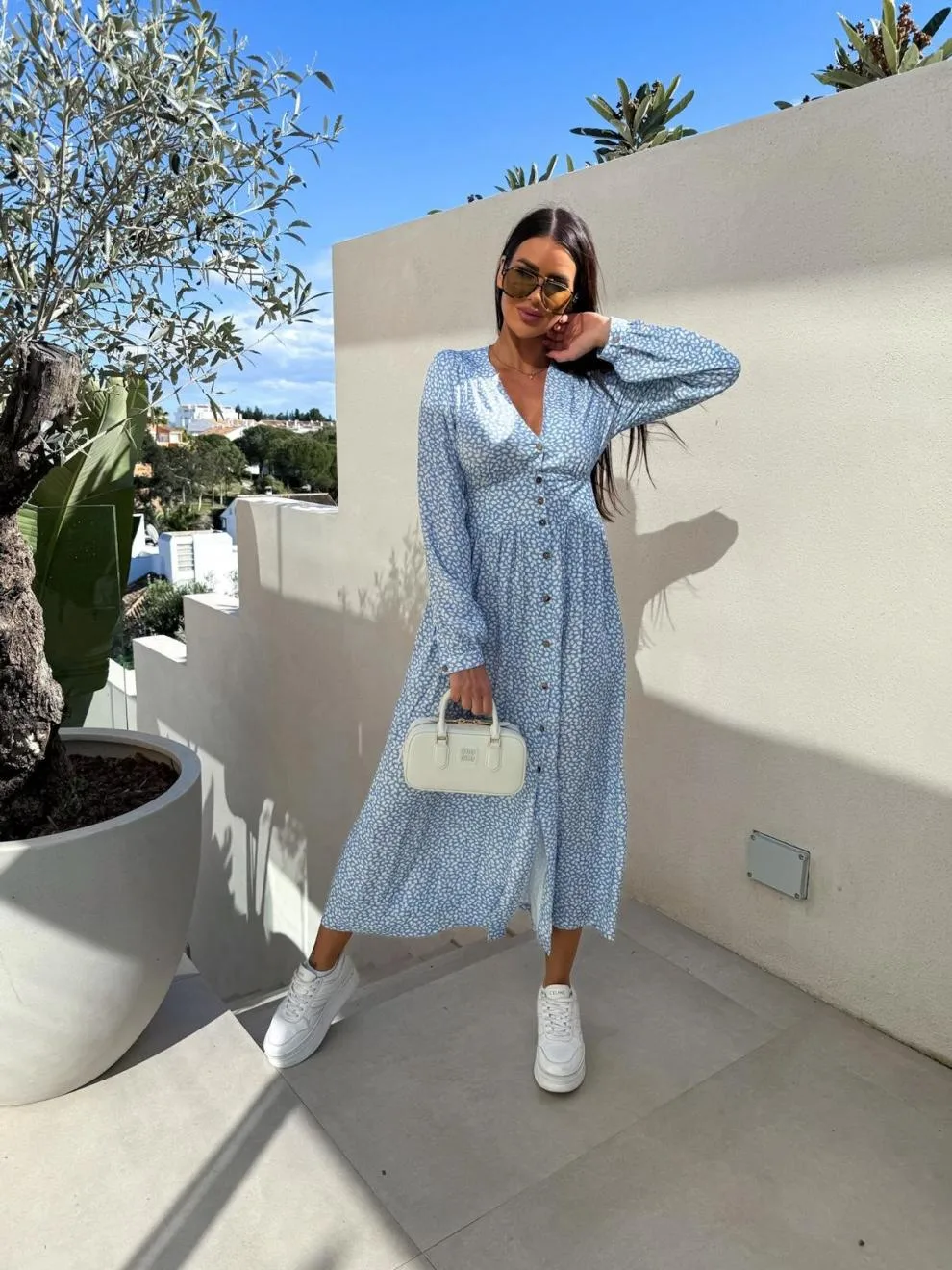 Women's Floral Dress Streetwear V Neck Long Sleeve Multicolor Maxi Long Dress Holiday Banquet Selfie display picture 13