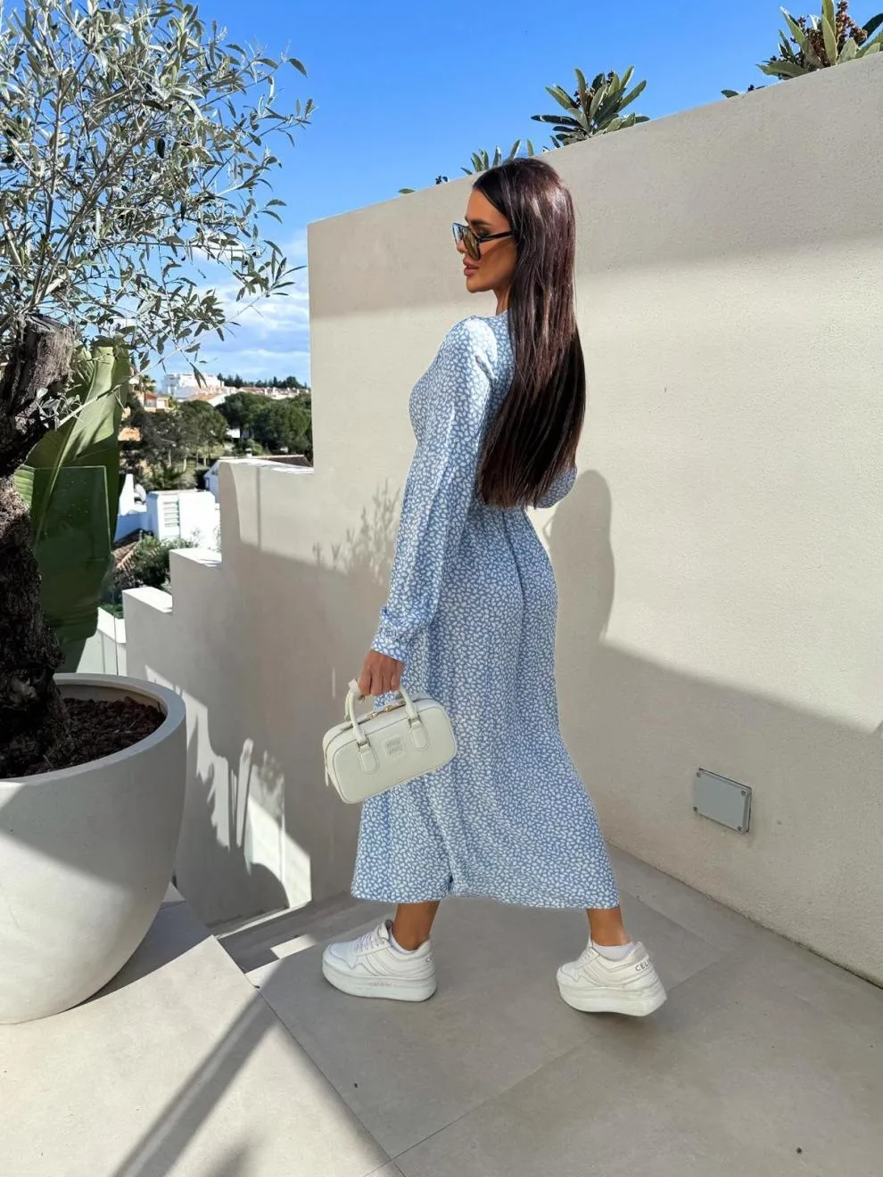 Women's Floral Dress Streetwear V Neck Long Sleeve Multicolor Maxi Long Dress Holiday Banquet Selfie display picture 14