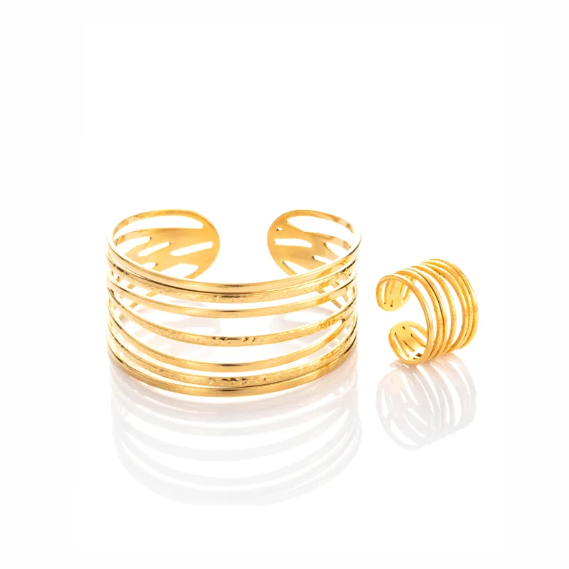 Vintage Style French Style Simple Style Lines 304 Stainless Steel Unisex Jewelry Set display picture 1