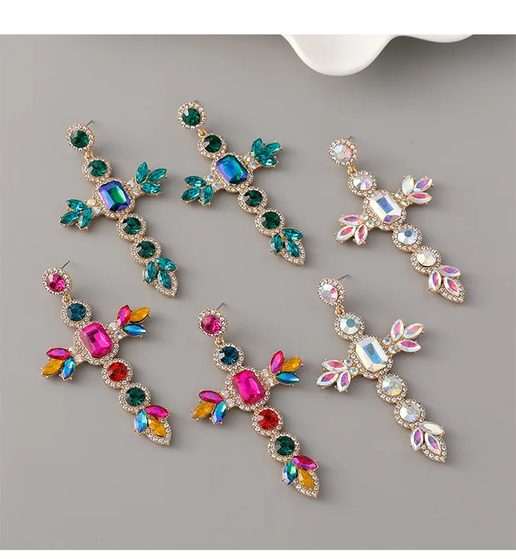 1 Pair Simple Style Classic Style Cross Zinc Alloy Drop Earrings display picture 1