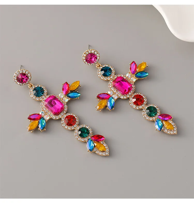 1 Pair Simple Style Classic Style Cross Zinc Alloy Drop Earrings display picture 2