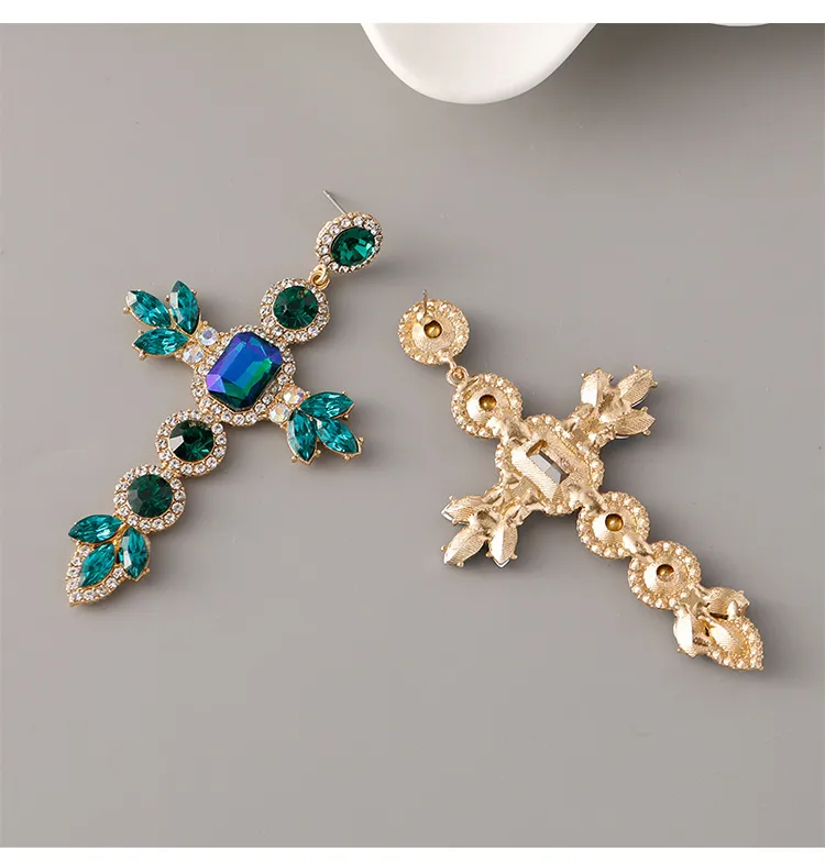 1 Pair Simple Style Classic Style Cross Zinc Alloy Drop Earrings display picture 3