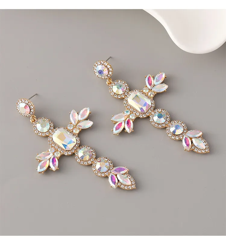 1 Pair Simple Style Classic Style Cross Zinc Alloy Drop Earrings display picture 4