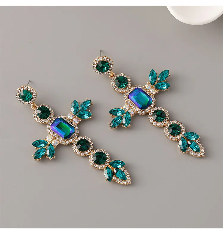 1 Pair Simple Style Classic Style Cross Zinc Alloy Drop Earrings display picture 5