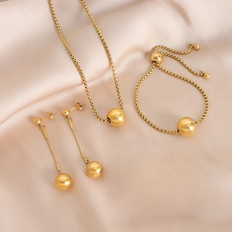 Casual Simple Style Commute Geometric 304 Stainless Steel Polishing Plating 18K Gold Plated Women's Bracelets Earrings Necklace display picture 1