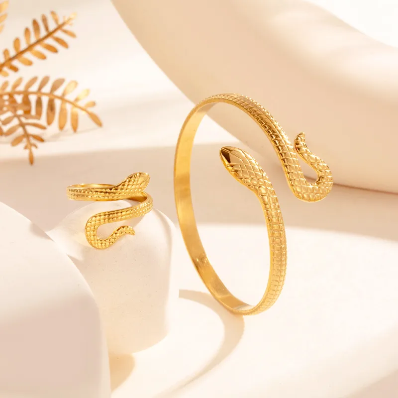 Vintage Style French Style Simple Style Snake 304 Stainless Steel Unisex Jewelry Set display picture 3