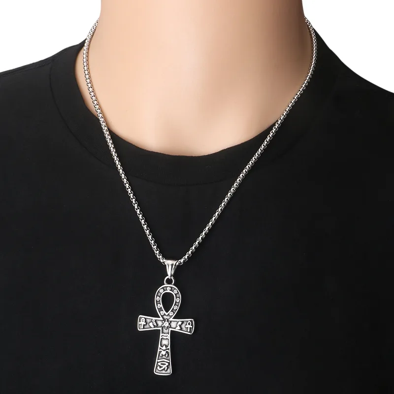 Hip-Hop Rock Punk Cross Titanium Steel Men's Necklace display picture 1