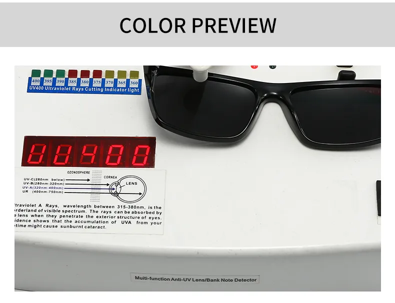 Casual Solid Color PC Polarized Light Square Full Frame Glasses display picture 7