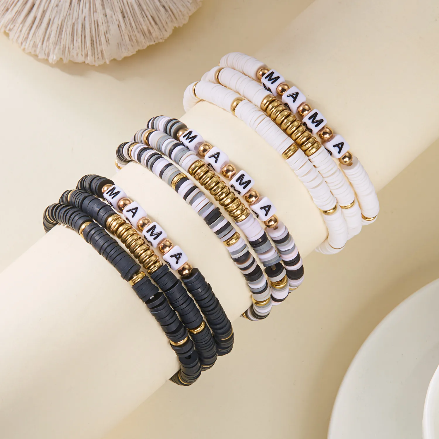 Retro Modern Style Artistic Letter Synthetic Resin Soft Clay Mother'S Day Unisex Bracelets display picture 1