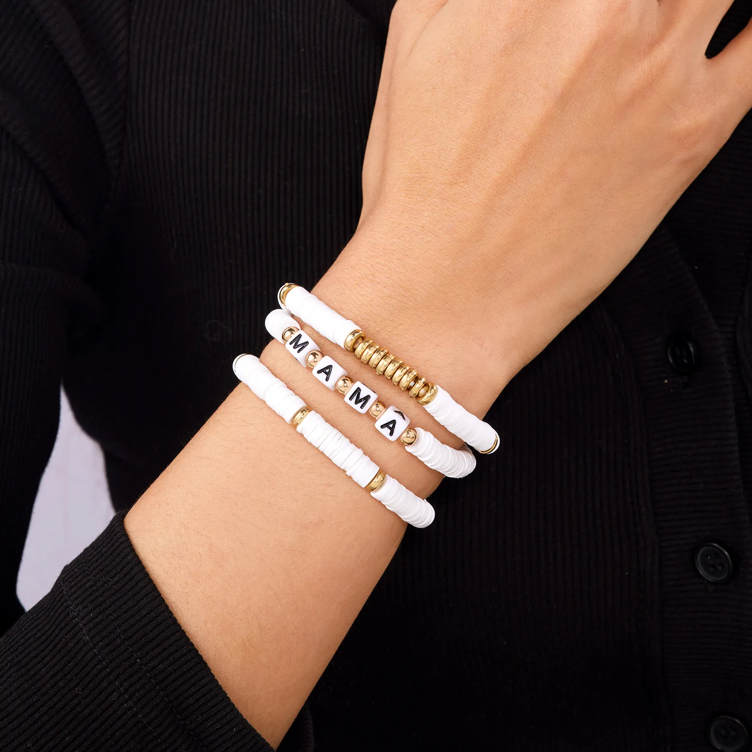 Retro Modern Style Artistic Letter Synthetic Resin Soft Clay Mother'S Day Unisex Bracelets display picture 6