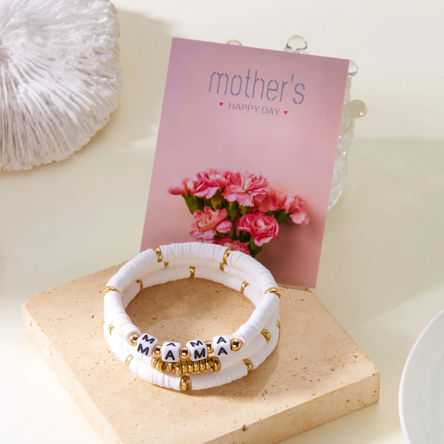 Retro Modern Style Artistic Letter Synthetic Resin Soft Clay Mother'S Day Unisex Bracelets display picture 4