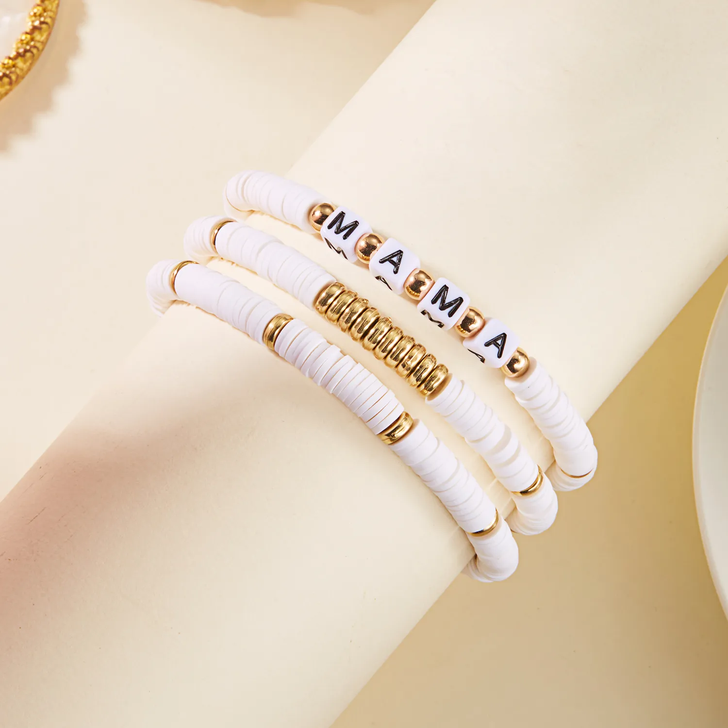 Retro Modern Style Artistic Letter Synthetic Resin Soft Clay Mother'S Day Unisex Bracelets display picture 7