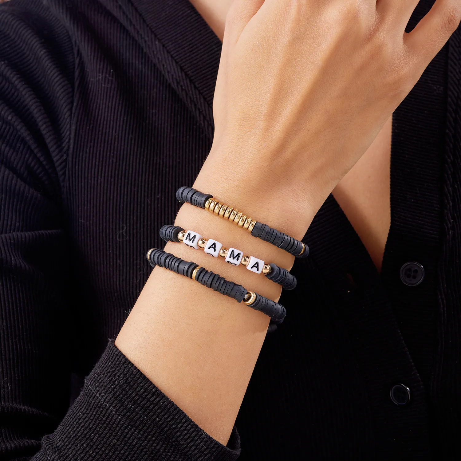 Retro Modern Style Artistic Letter Synthetic Resin Soft Clay Mother'S Day Unisex Bracelets display picture 9