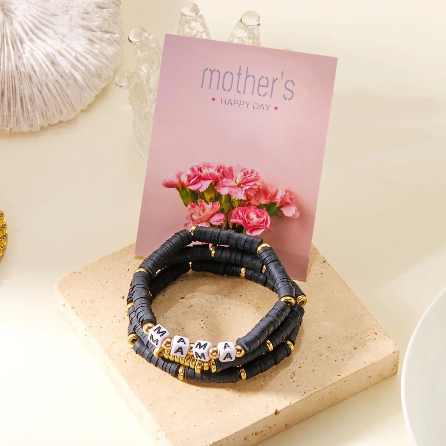 Retro Modern Style Artistic Letter Synthetic Resin Soft Clay Mother'S Day Unisex Bracelets display picture 8
