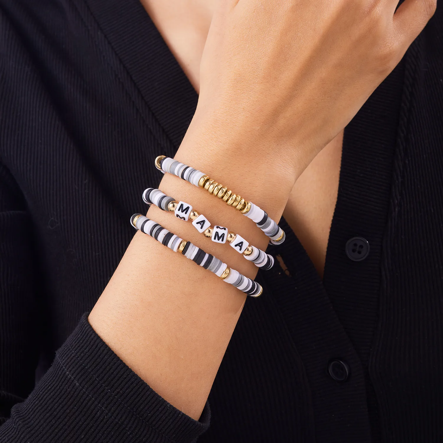 Retro Modern Style Artistic Letter Synthetic Resin Soft Clay Mother'S Day Unisex Bracelets display picture 14