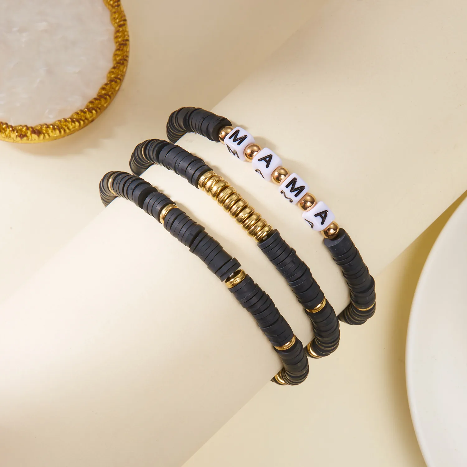 Retro Modern Style Artistic Letter Synthetic Resin Soft Clay Mother'S Day Unisex Bracelets display picture 11