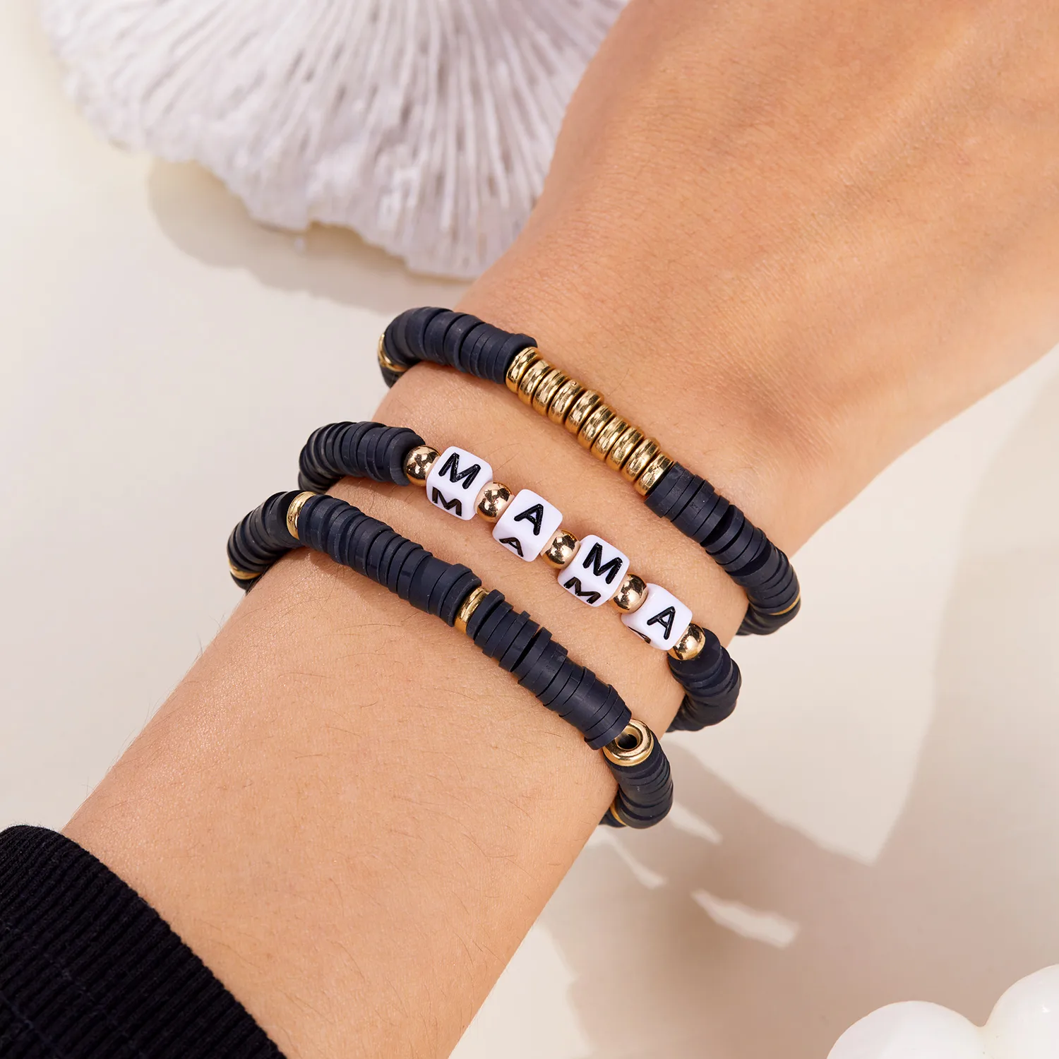 Retro Modern Style Artistic Letter Synthetic Resin Soft Clay Mother'S Day Unisex Bracelets display picture 12