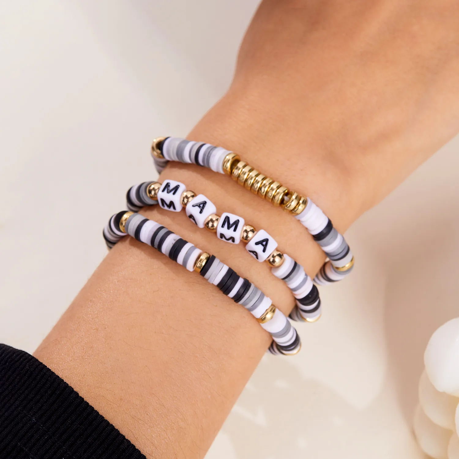 Retro Modern Style Artistic Letter Synthetic Resin Soft Clay Mother'S Day Unisex Bracelets display picture 15