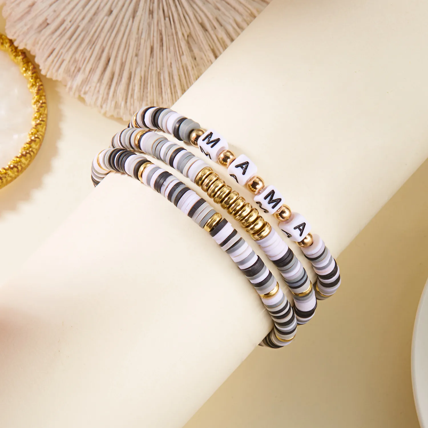 Retro Modern Style Artistic Letter Synthetic Resin Soft Clay Mother'S Day Unisex Bracelets display picture 16