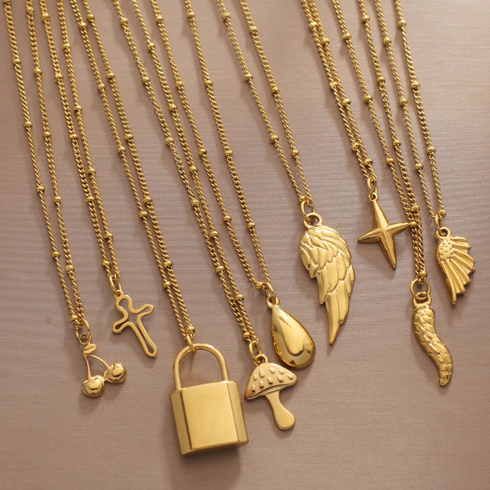 Romantic Simple Style Heart Shape Wings Lock 304 Stainless Steel Women's Pendant Necklace display picture 5