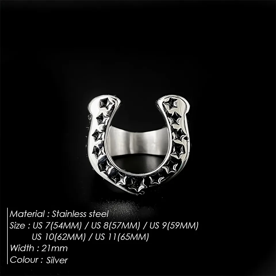 Vintage Style Roman Style British Style Horseshoe 304 Stainless Steel Men's Rings display picture 1