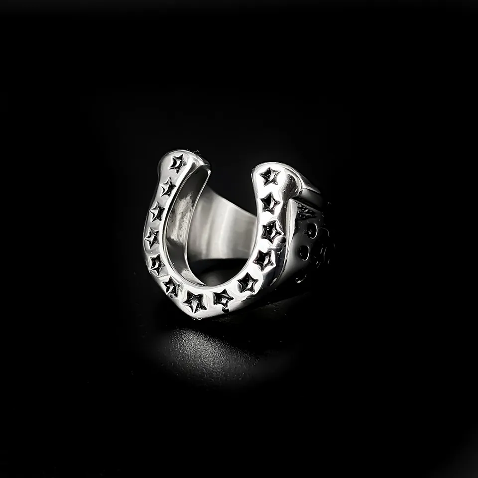 Vintage Style Roman Style British Style Horseshoe 304 Stainless Steel Men's Rings display picture 2