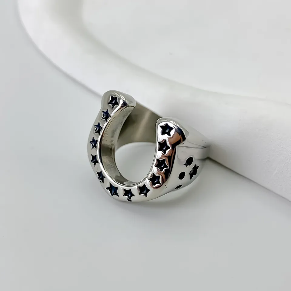 Vintage Style Roman Style British Style Horseshoe 304 Stainless Steel Men's Rings display picture 5