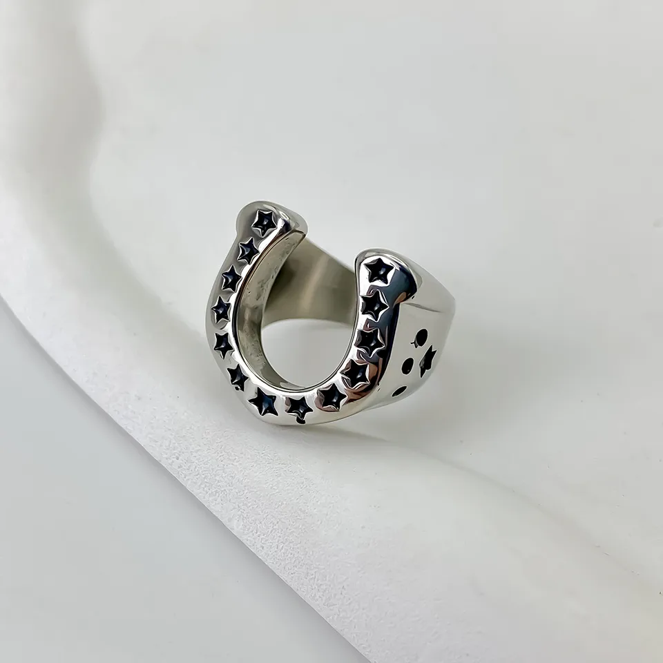 Vintage Style Roman Style British Style Horseshoe 304 Stainless Steel Men's Rings display picture 6