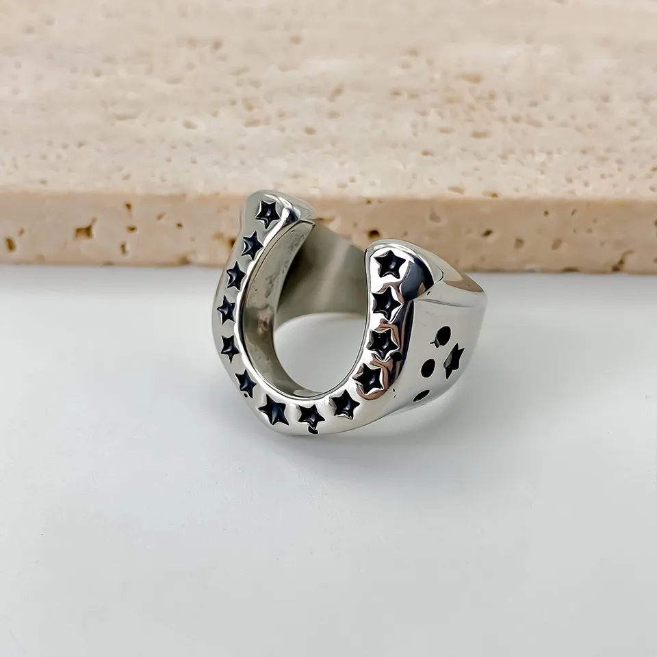 Vintage Style Roman Style British Style Horseshoe 304 Stainless Steel Men's Rings display picture 4