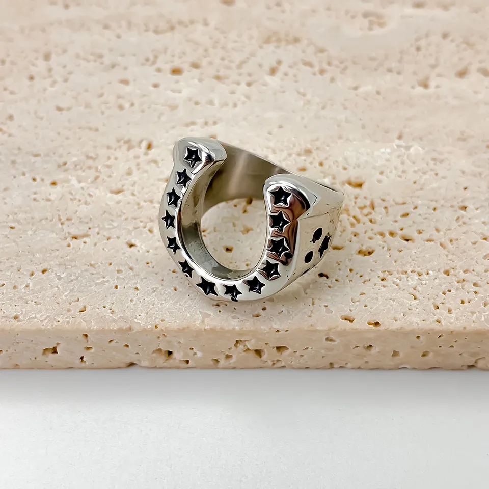 Vintage Style Roman Style British Style Horseshoe 304 Stainless Steel Men's Rings display picture 7