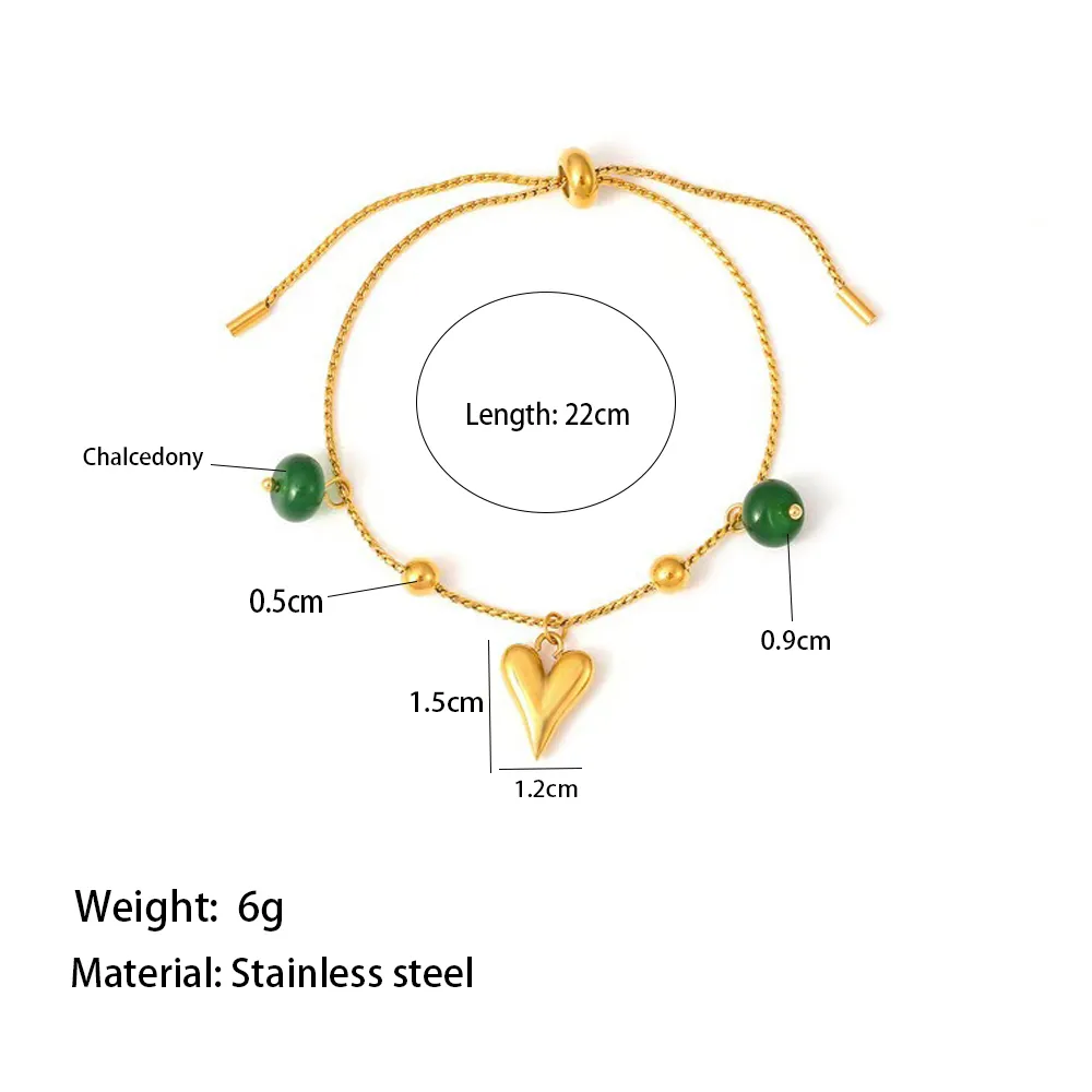 Hawaiian Vacation Commute Heart Shape 304 Stainless Steel Plating Inlay Resin 18K Gold Plated Women's Bracelets Necklace display picture 5